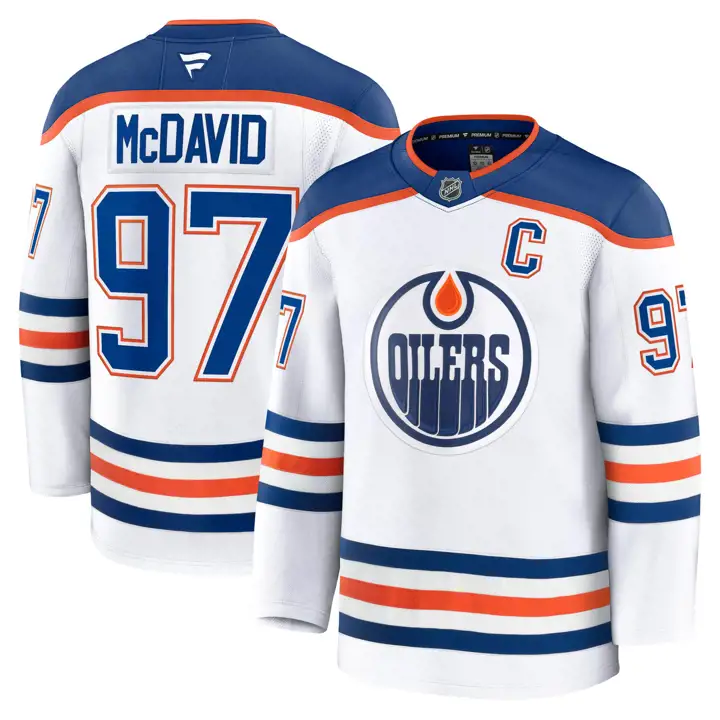 Maillot de joueur NHL haut de gamme des Oilers d'Edmonton Connor McDavid BLANC