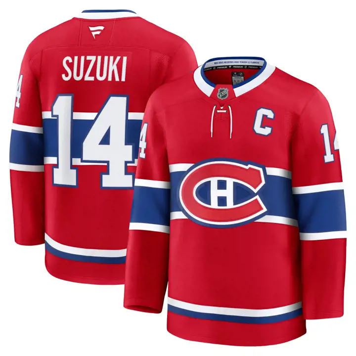 Maillot de joueur premium LNH des Canadiens de Montréal Nick Suzuki ROUGE