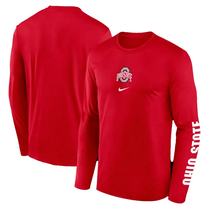 T-SHIRT MANCHES LONGUES OHIO STATE BUCKEYES NCAA LEGEND LOCK UP 24 ROUGE