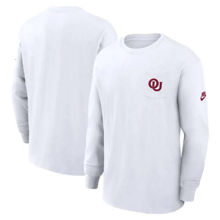 OKLAHOMA SOONERS NCAA TEE POCHE MAX90 MANCHES LONGUES 24 BLANC