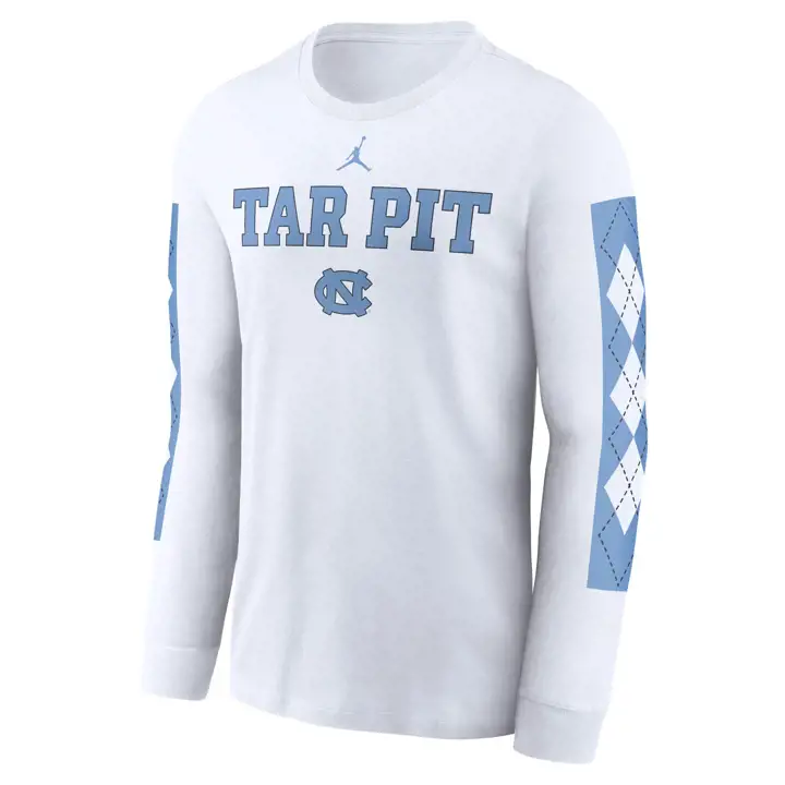 T-SHIRT MANCHES LONGUES BLANC 24 NORTH CAROLINA TAR HEELS NCAA SLOGAN ESPRIT