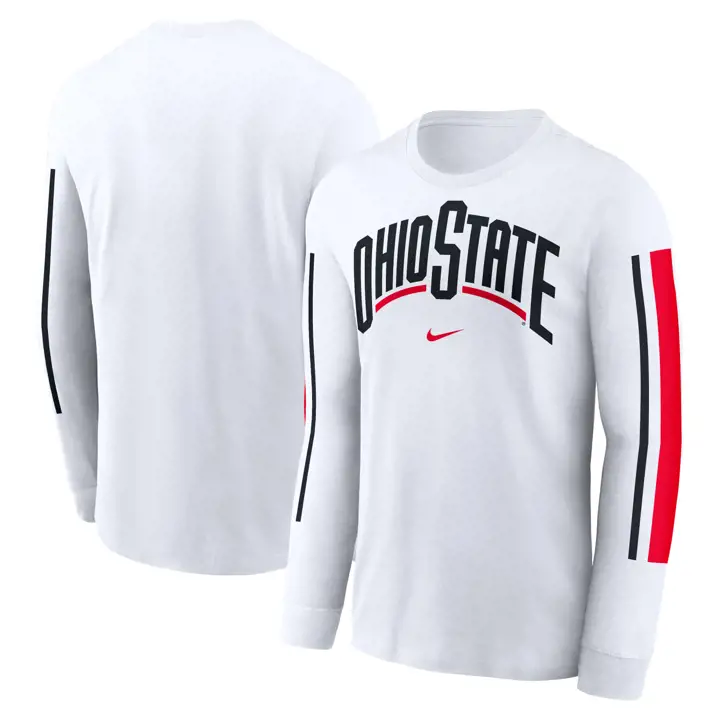 T-SHIRT MANCHES LONGUES NCAA ESPRIT OHIO STATE BUCKEYES 24 BLANC