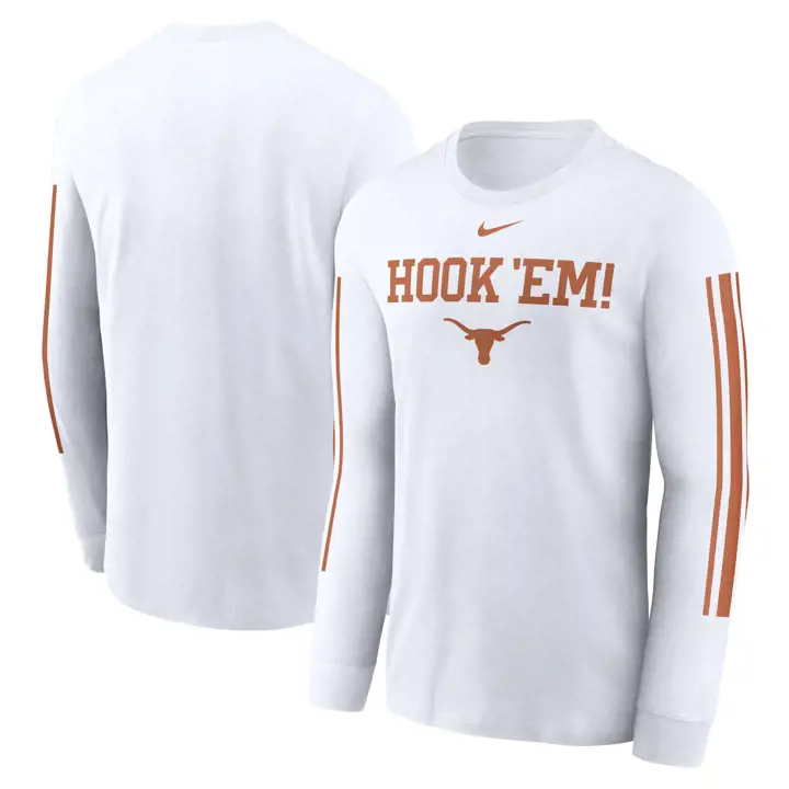 T-SHIRT MANCHES LONGUES TEXAS LONGHORNS NCAA SPIRIT SLOGAN 24 BLANC