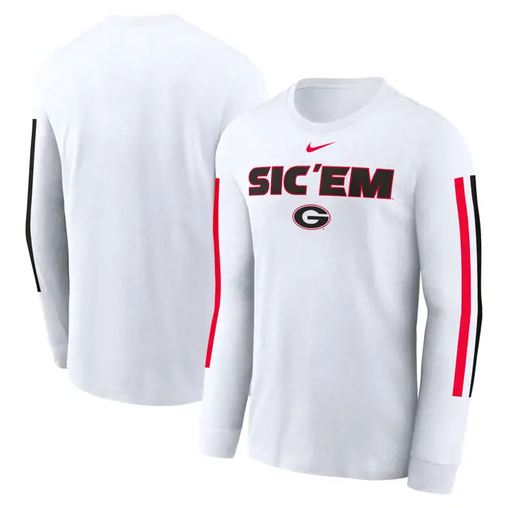 T-SHIRT MANCHES LONGUES GEORGIA BULLDOGS NCAA ESPRIT SLOGAN 24 BLANC
