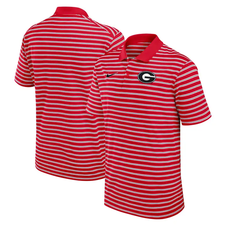 GEORGIA BULLDOGS NCAA PRIMETIME STRIPED POLO 24 ROUGE/BLANC