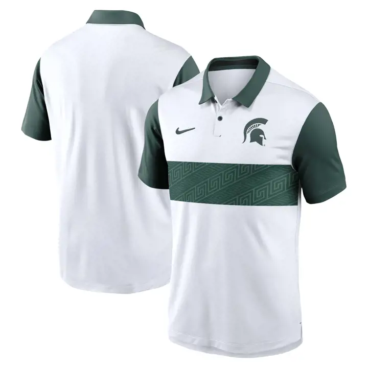 POLO VAPOR PRIMETIME NCAA MICHIGAN STATE SPARTANS 24 BLANC/VERT