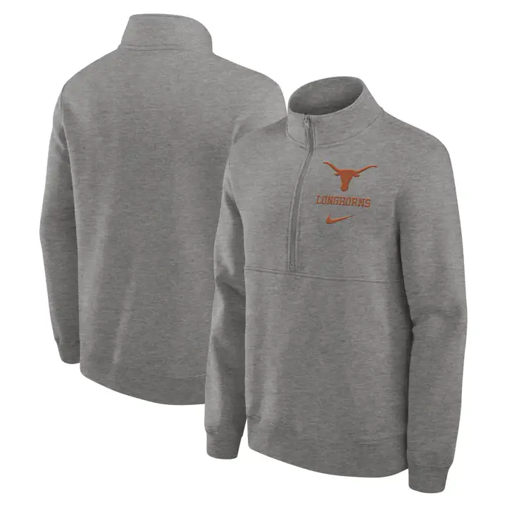 TEXAS LONGHORNS NCAA Club Fleece 1/2 Zip Pullover 24 DKGRY