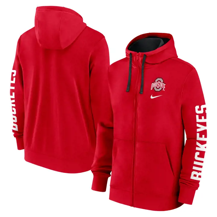 OHIO STATE BUCKEYES NCAA SWEAT À CAPUCHE EN POLAIRE ZIPPÉ 24 ROUGE
