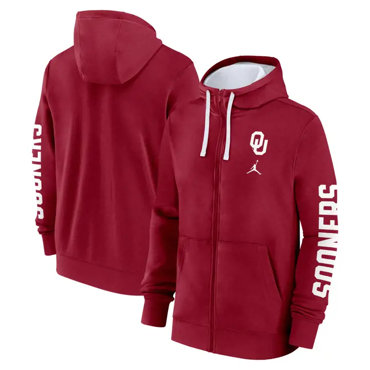 Sweat à capuche zippé intégral principal NCAA OKLAHOMA SOONERS 24 CRIM