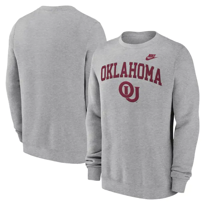 OKLAHOMA SOONERS NCAA CLASSIC ARCH LEGACY CREW 24 GRIS FONCÉ