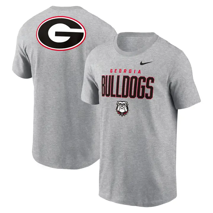 GEORGIA BULLDOGS NCAA T-SHIRT COTON MASCOTTE 2 COUPS 24 GRIS FONCÉ