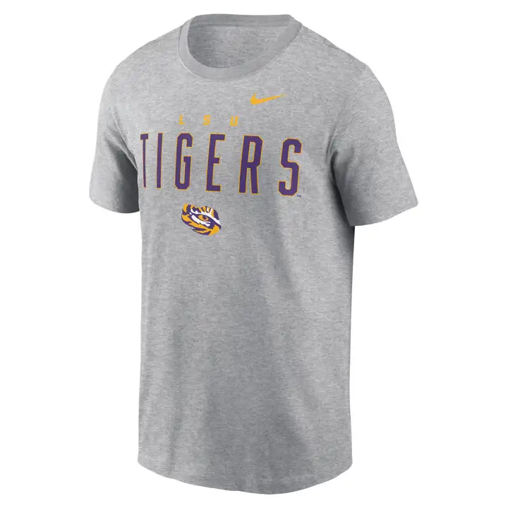 T-SHIRT EN COTON MASCOTTE 2 FRAPPES L.S.U. NCAA 24 GRIS F.