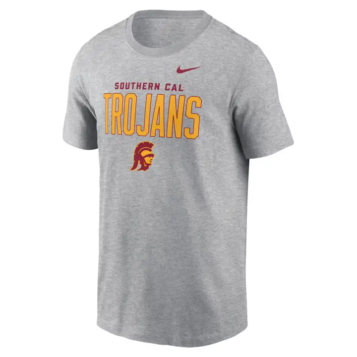 T-shirt en coton USC TROJANS NCAA à double logo, gris foncé 24