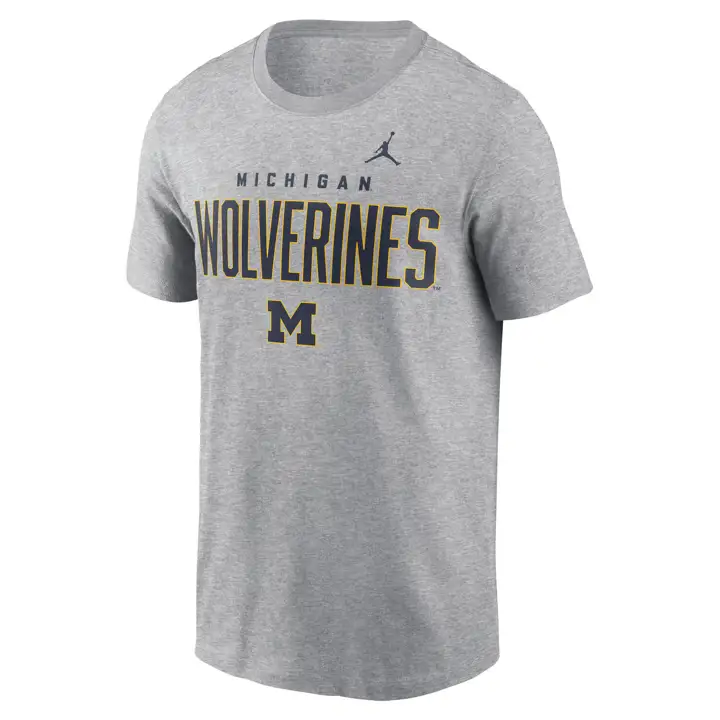 T-SHIRT EN COTON MICHIGAN WOLVERINES NCAA 2 IMPRESSIONS MASCOTTE GRIS FONCÉ 24