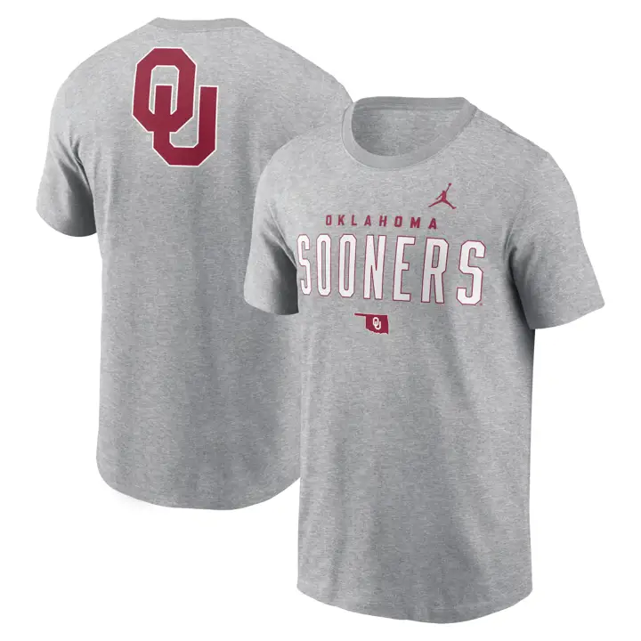 OKLAHOMA SOONERS NCAA T-SHIRT EN COTON MASCOTTE 2 FRAPPES 24 GRIS FONCÉ