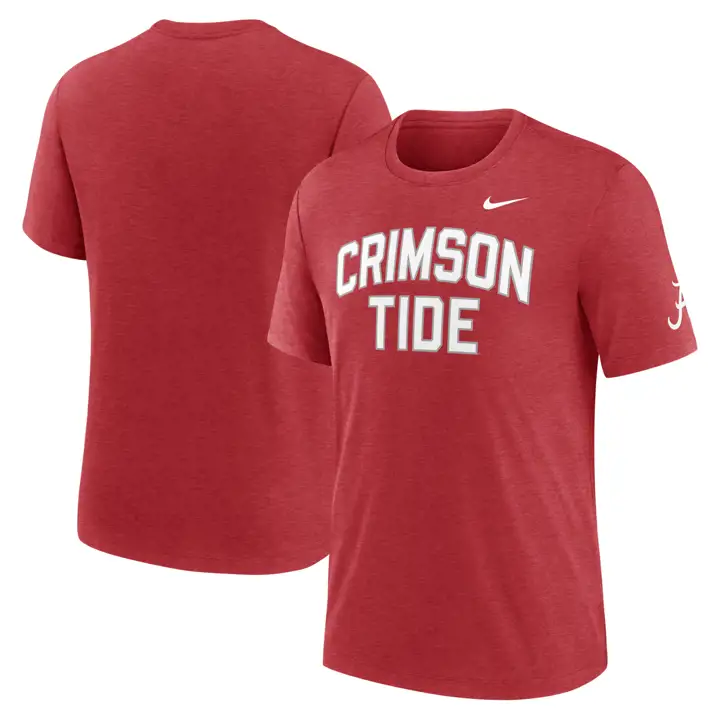 T-SHIRT RAS DU COU EN TISSU TRIBLEND BLOC D'ÉQUIPE « CRIMSON TIDE » DE L'UNIVERSITÉ D'ALABAMA 24 D