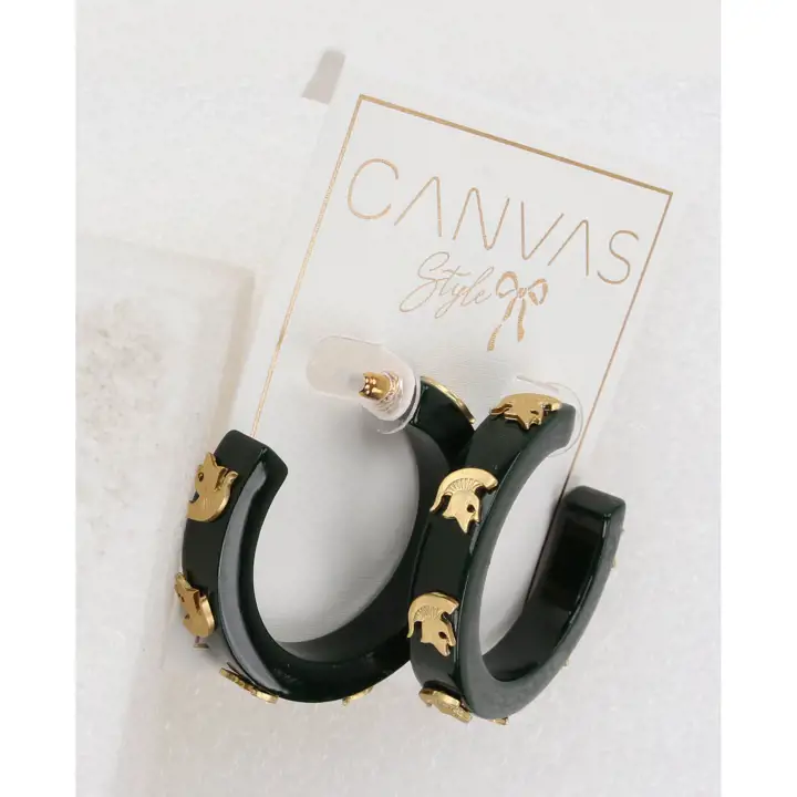 Boucles d'oreilles créoles logo Michigan State Spartans en résine