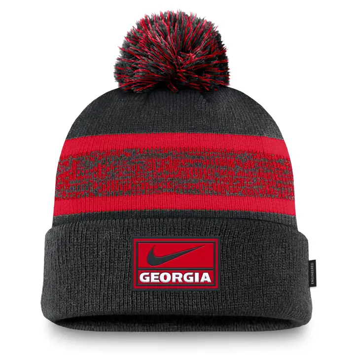 Bonnet à pompon Georgia Bulldogs 24 NCAA NK Peak Sideline BLK