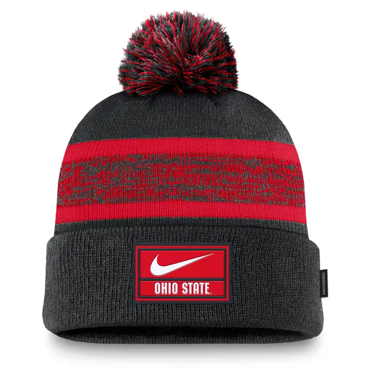 Ohio State Buckeyes 24 NCAA NK Bonnet Pompon Sideline Peak NOIR