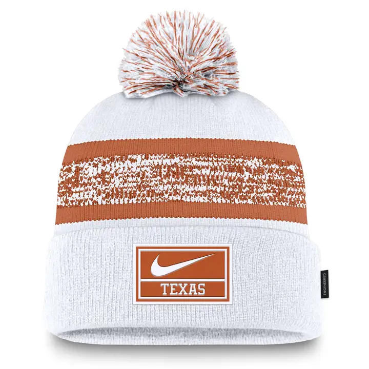 Texas Longhorns 24 NCAA NK Bonnet Pompon Sideline Peak WHT