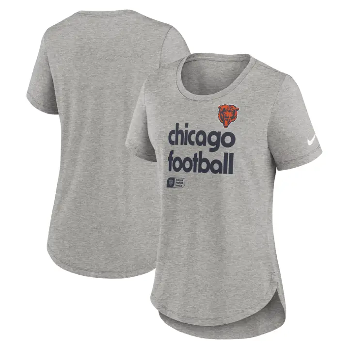 T-shirt Chicago Bears NFL Nike femme en tissu tri-mélange, manches courtes, 24 GRIS FONCÉ