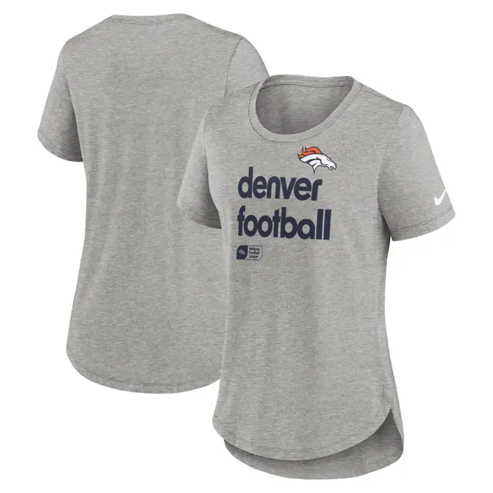 T-shirt Femme NFL Nike Denver Broncos Mélange Tri-matière Manches Courtes 24 Gris Foncé