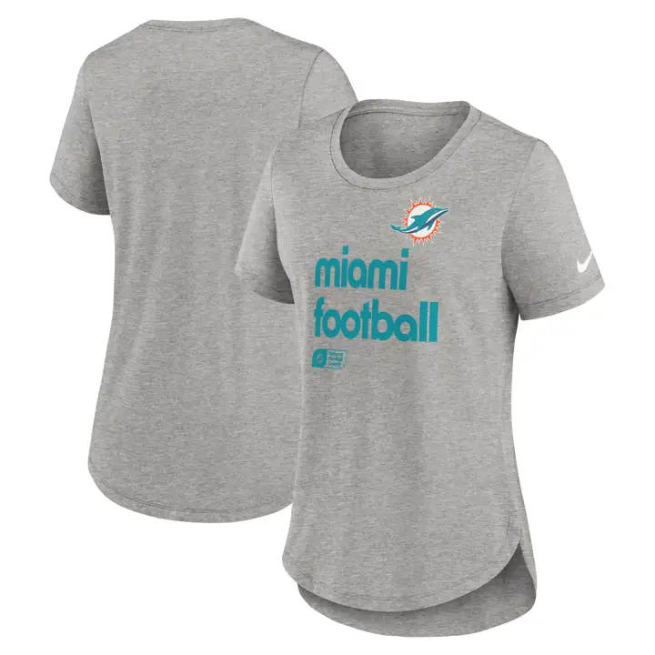 T-shirt Nike Triblend à manches courtes NFL Miami Dolphins pour femme 24 DKGRY