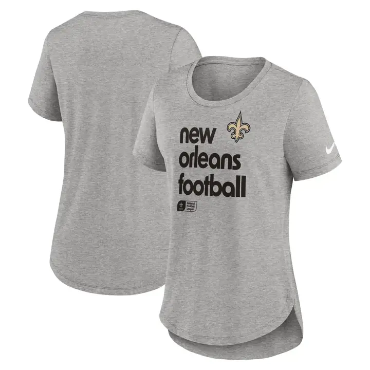 T-shirt femme NFL Nike Triblend Nouvelle-Orléans Saints à manches courtes 24 GRIS FONCÉ