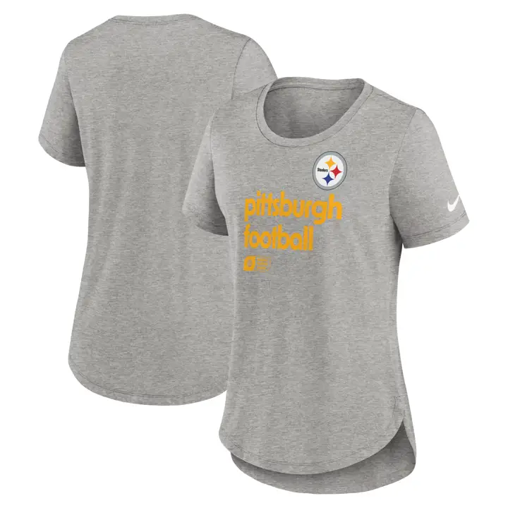 T-shirt Nike Triblend NFL Pittsburgh Steelers pour femme Manches courtes 24 DKGR