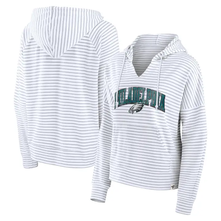 Sweat à capuche rayé NFL Philadelphia Eagles pour femme 24 BLN/GRI