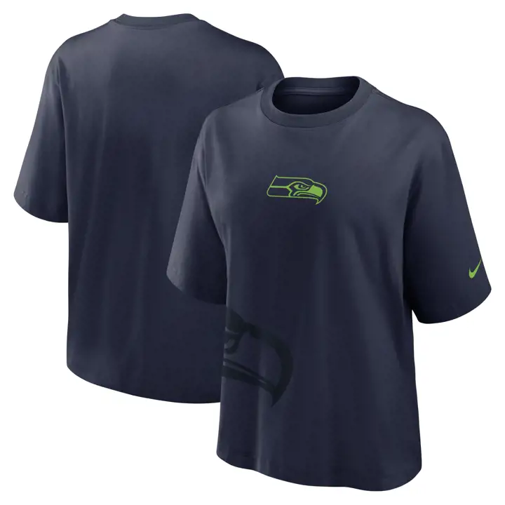 T-shirt ample essentiel Nike NFL des Seahawks de Seattle pour femme 24 BLEU MARINE