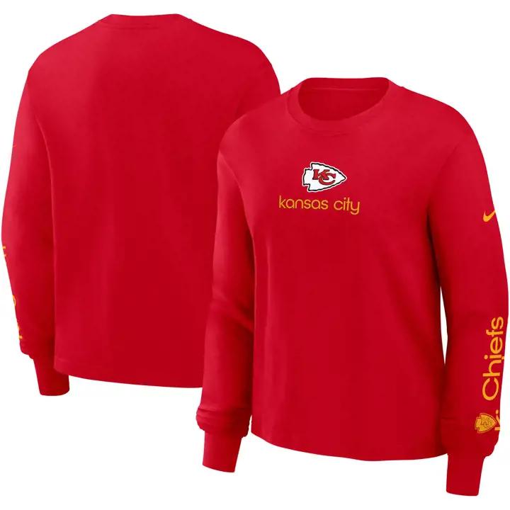 T-shirt ample à manches longues Nike NFL Kansas City Chiefs pour femme 24 ROUGE