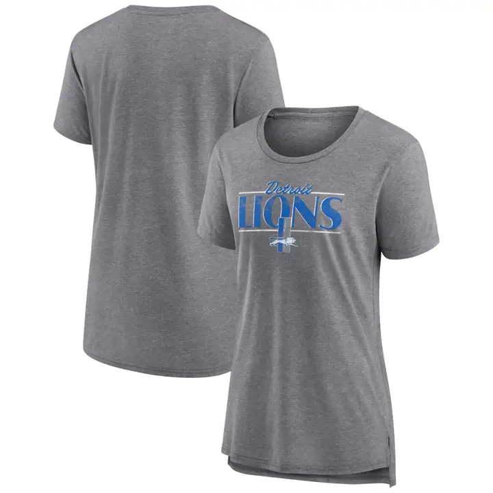 T-shirt Femme Tricoté Detroit Lions NFL Manches Courtes 24 Gris Chiné