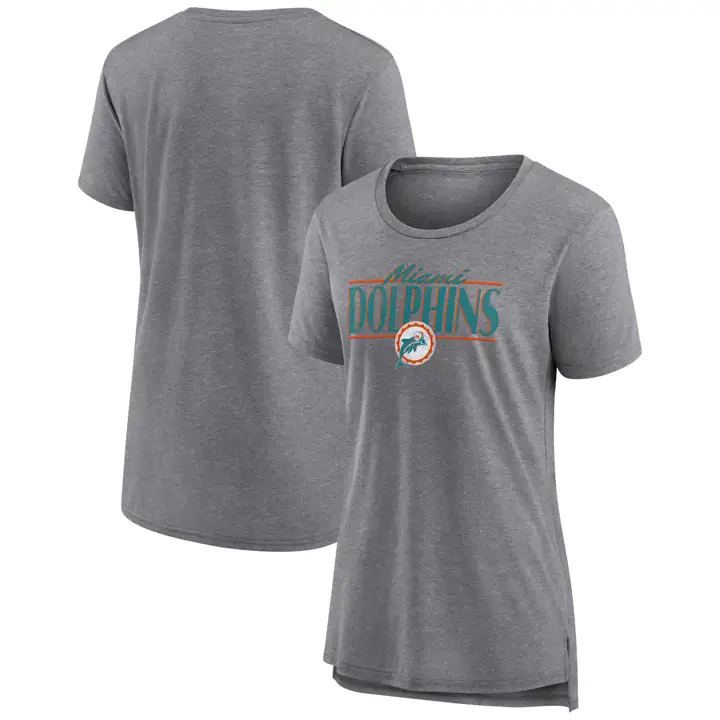 T-shirt Femme Miami Dolphins NFL Triblend Manches Courtes 24 Gris Chiné