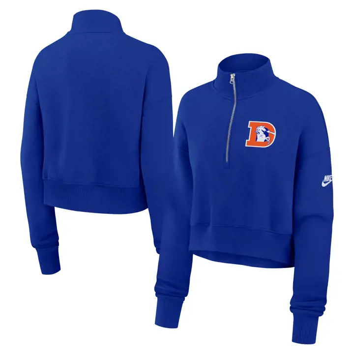 Denver Broncos NFL Femme Quart de Zip Rewind 24 MARINE