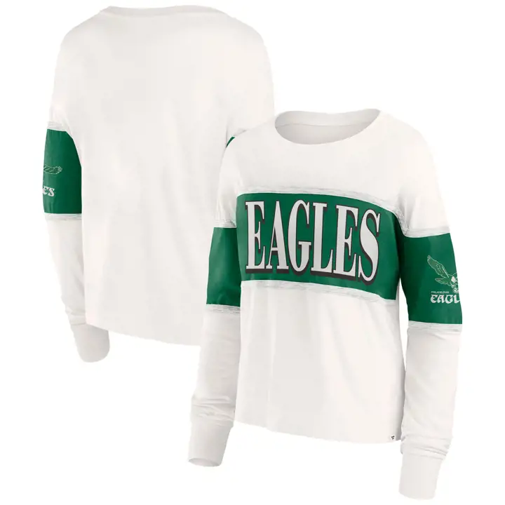 T-shirt manches longues pour femme Biblend NFL des Eagles de Philadelphie 24 IVO/GRN