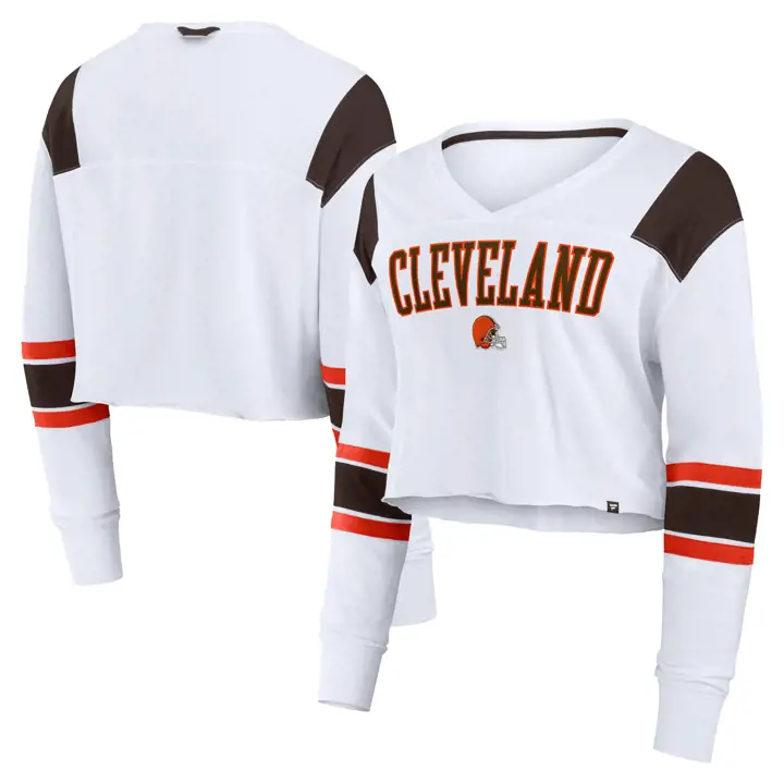 Cleveland Browns NFL Tee Courte Manches Longues Femme 24 BLANC