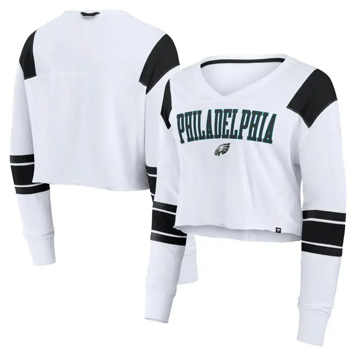 T-shirt court à manches longues NFL Philadelphia Eagles pour femme 24 WHT