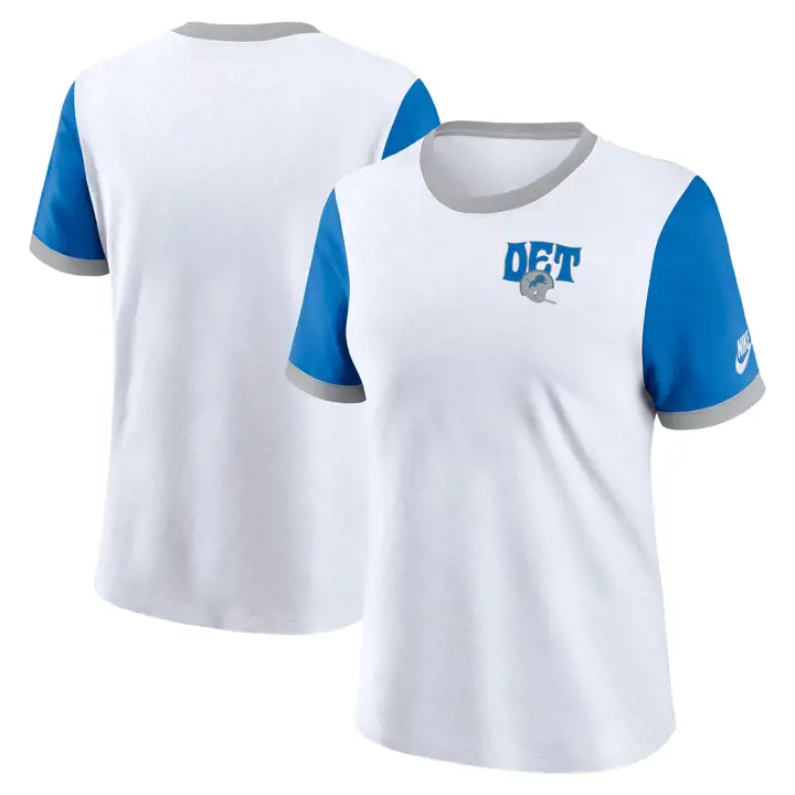T-shirt à manches courtes avec liseré femme NFL Detroit Lions 24 WHT