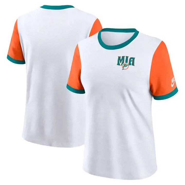 T-shirt femme NFL Miami Dolphins Ringer MC 24 BL