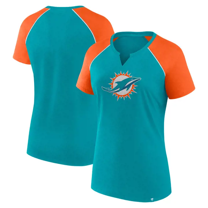 T-shirt Miami Dolphins NFL Femme à Logo Principal Pailleté Manches Courtes 24
