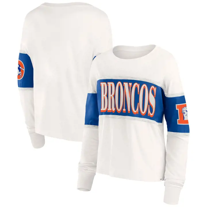T-shirt à manches longues bicolore pour femme NFL Denver Broncos 24 IVO/RBL