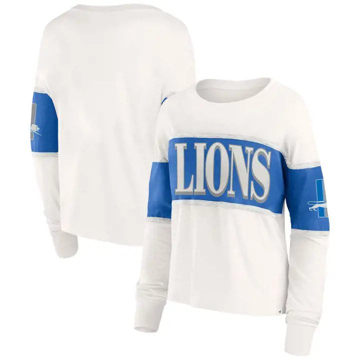 Tee-shirt Femme Col Rond Manches Longues Mélange Detroit Lions NFL 24 IVO/BLEU