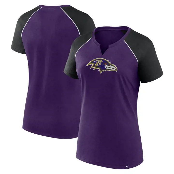 T-shirt à manches courtes et logo principal pailleté NFL Baltimore Ravens pour femme 2