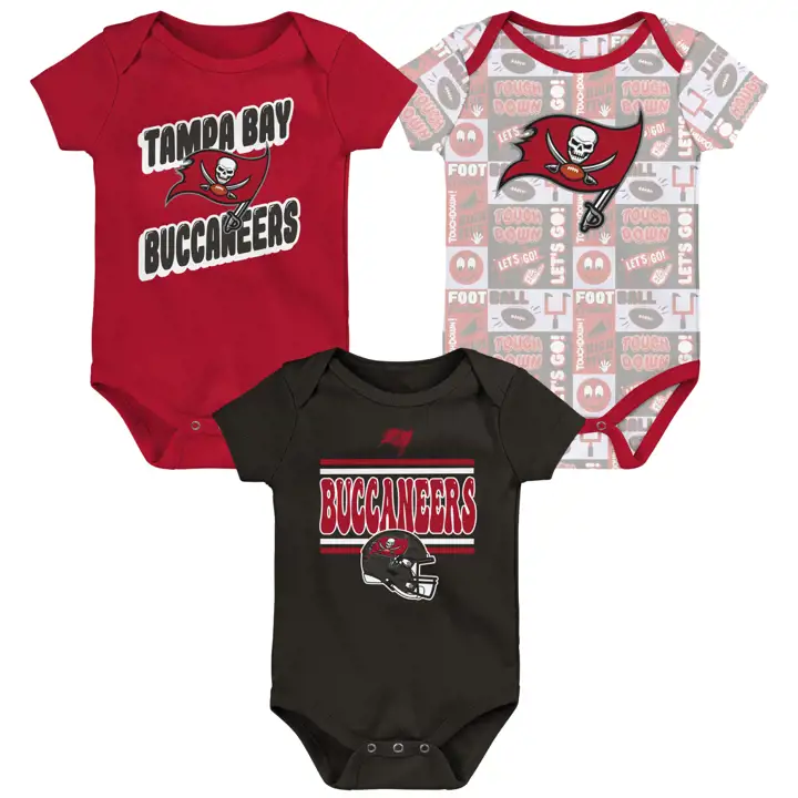 Ensemble de 3 maillots Tampa Bay Buccaneers NFL Infant Sunday Comic ROUGE