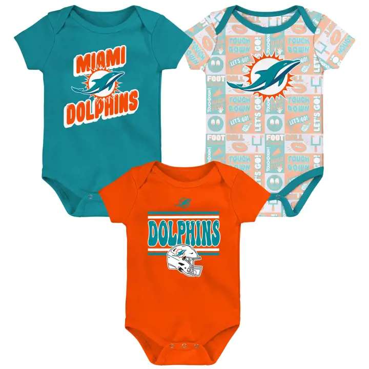Ensemble 3 pièces de bandes dessinées pour bébé Miami Dolphins NFL Sunday AQ