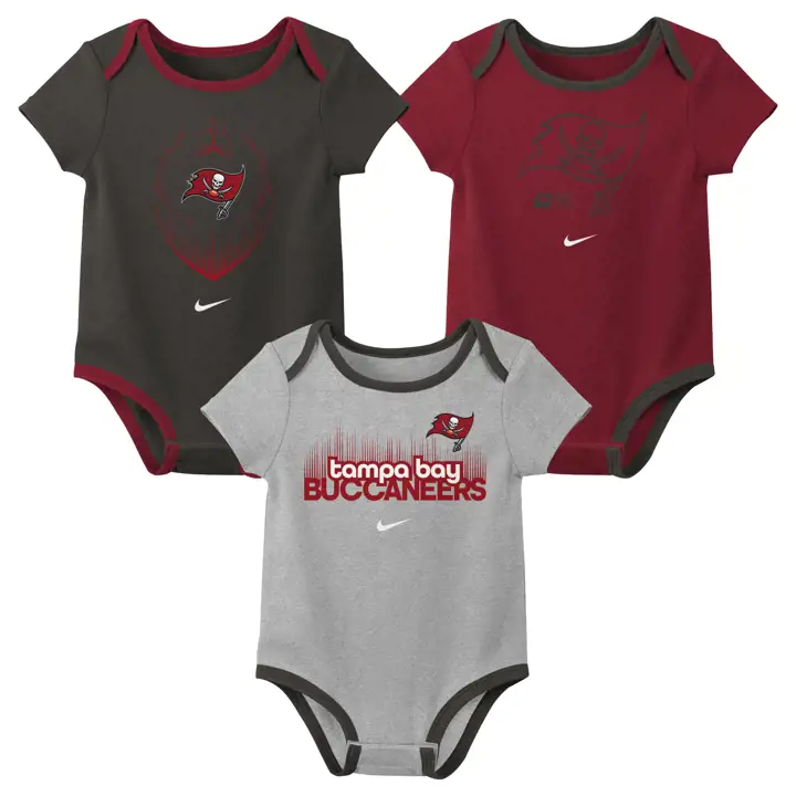 Lot de 3 articles pour bébé NFL Tampa Bay Buccaneers Icon - Rouge