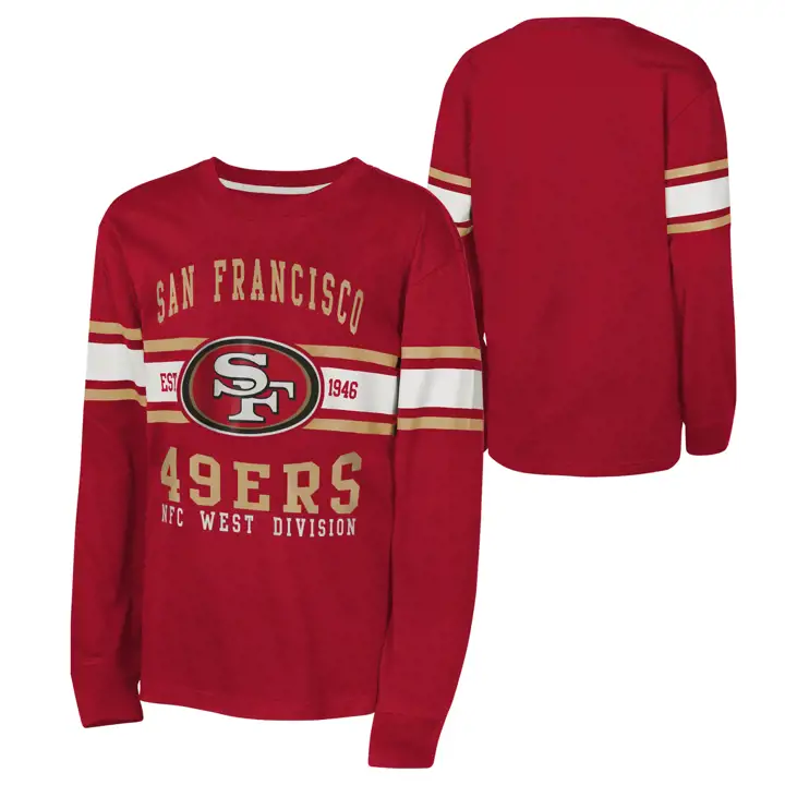 San Francisco 49ers NFL Jeunesse Tous Les Feux Col Rond Manches Longues ROUGE