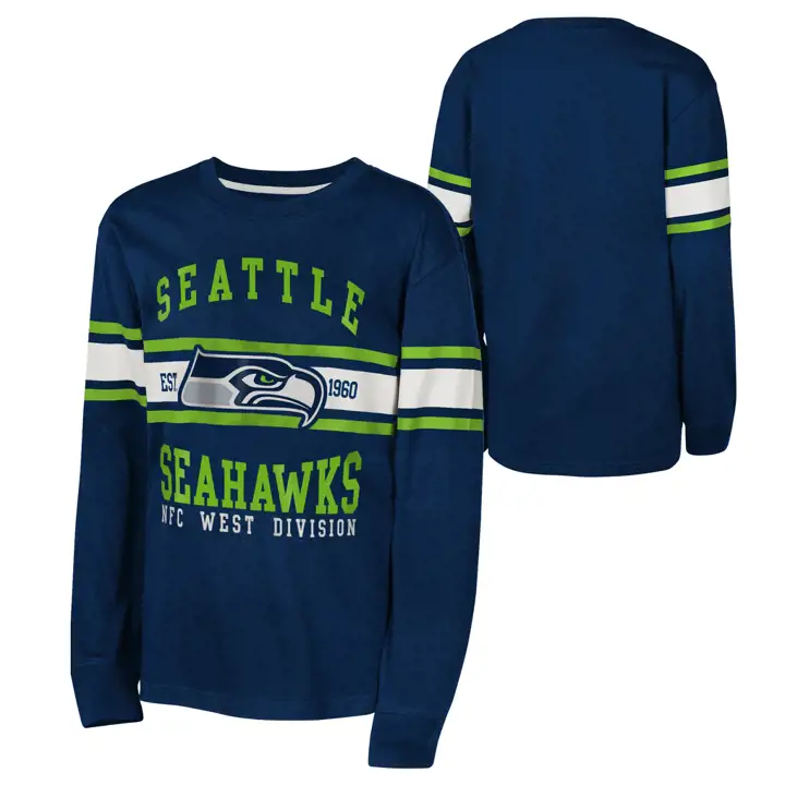 Seattle Seahawks NFL Jeune Toutes Les Lumières LS Crew MARINE