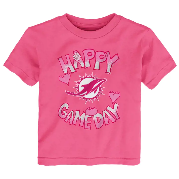 T-shirt Rose Miami Dolphins NFL pour Tout-petit - Jour de Match Heureux